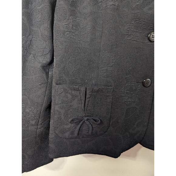 Blacker by Stanley Blacker Blazer Womens Size 14 Black Textured Jacket  Buttons - Picture 2 of 10